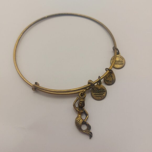 ALEX AND ANI Bracelet Mermaid Charm Bangle Gold Rafaelian EUC - Picture 8 of 11